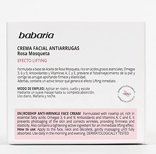  Crema facial antiarrugas Rosa Mosqueta para hombre y mujer | Babaria 50ml
| Rosa Mosqueta Hidratante facial | Babaria C