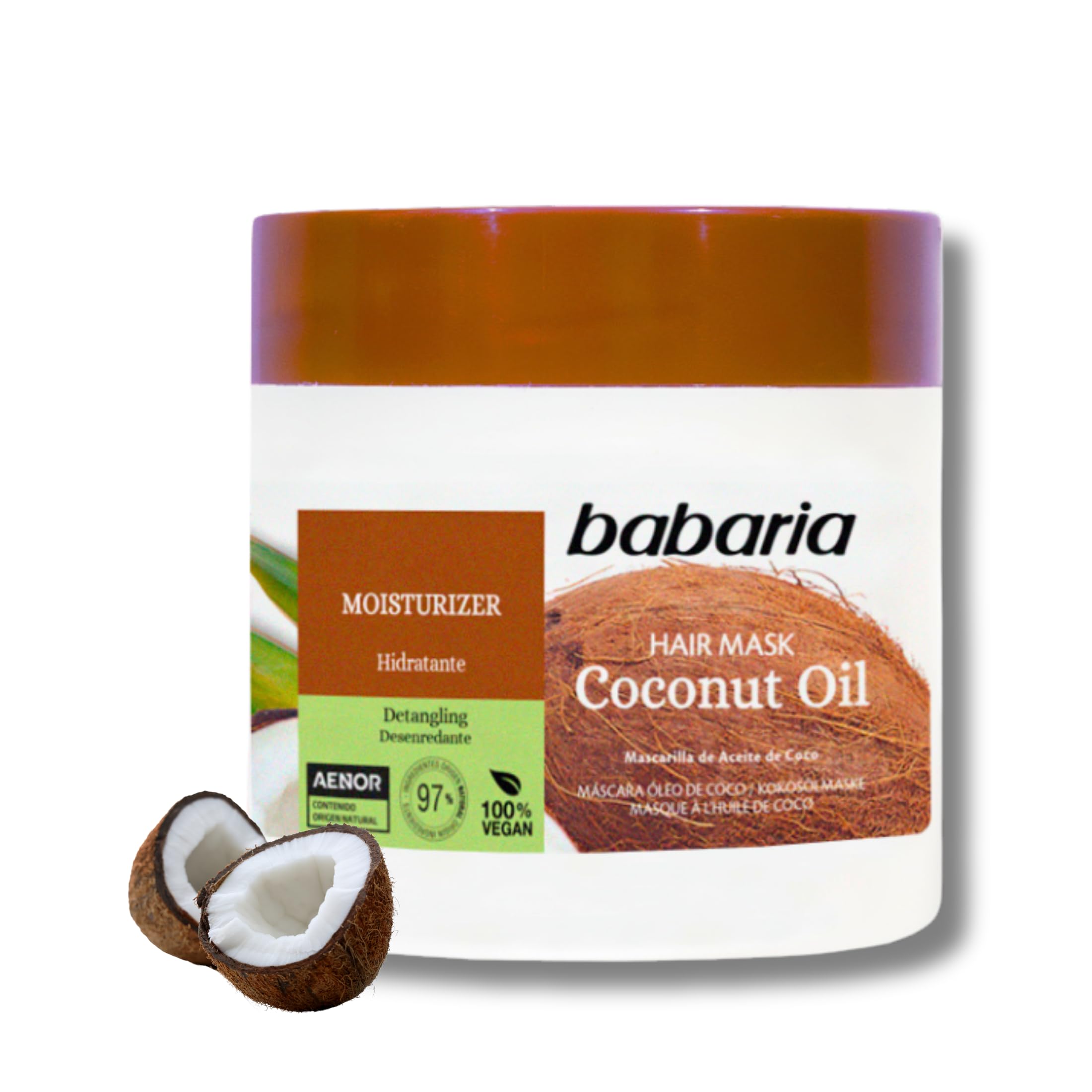 Babaria - Mascarilla Hidratante para Pelo de Aceite de Coco 400ml | Reparadora para Cabello de Hombre y Mujer | Nutritiv